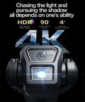 Dope 4K EIS Drone With Ultra Sharp 4K Camera For Adults showing HDR imaging and cine camera features with a mountain background