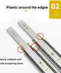 Close-up of 10 Pairs Of 20 Inch Ball Bearing Full Extension Drawer Slides With Soft Close, showing plastic edge protection