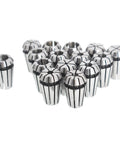 Fifteen Pack ER11 Spring Collet Set One Sixteenth Inch To Three Quarter Inch For CNC Milling Engraving And Lathe Workholding With Ultra Precision 0.0003 Inch Tolerance And Pro Grade 1065 Carbon Steel