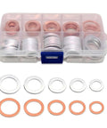 100 Piece Oil Drain Plug Crush Washer Kit Copper And Aluminum Gaskets Seal Set in storage case