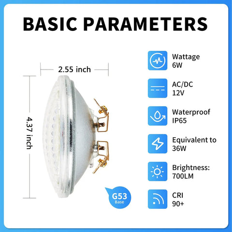 PAR36 LED Landscape Bulbs 6W 3000K Warm White ACDC 12V Water Resistant Pack Of 6 700 Lumens Replaces 36W Halogen Energy Saving Outdoor