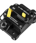 60 Amp Waterproof Circuit Breaker For All 12V To 48V Electric Trolling Motors MKR-27 Replacement Part, black marine-grade design