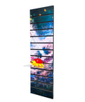 Vertical Slatwall Art Panel, 12 Inch Wide By 40 Inch Tall, Pre Laminated MDF With Mesmerizing Deep Space Stars Graphic side view