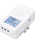 Smart WiFi Energy Monitor With Three 100 Amp High Current Channels For Home Power Tracking And Appliance Monitoring Wide Voltage Range And Current Transformer Included front view with LCD display and A B C ports