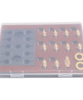 Pro Grade Brass Watch Mainspring Winder Kit For Pros And DIYers With Broad Caliber Compatibility in a clear case showing tools