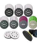 Super Heavy Duty 122 Piece Hook And Loop Wet Dry Sanding Disc Assortment Set With Three Interface Pads for various grit sizes