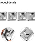 Set of four Heavy Duty Stainless Steel Flush Mount D Rings Anchors for Boat Cargo, Trailers, and Truck Flatbeds, showing recessed design.