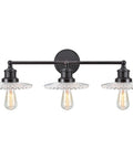 Three Light Metal Bathroom Vanity Wall Light Fixture 38 Inch Wide In Oil Rubbed Bronze With Clear Glass Shade Includes Three 60 Watt S19 Vintage Edison Bulbs UL Listed For Bathroom Use