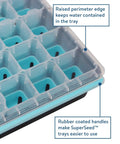 Close-up of 36 Cell Reusable Seed Starter Tray with pop-out silicone cells and transparent top for easy indoor seed starting.