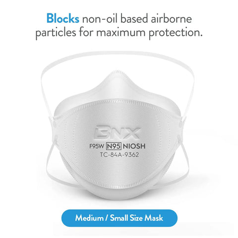 Pro Grade NIOSH Approved N95 Particulate Respirator Mask Made In USA Tri Fold Cup Fish Style 20 Pack White, TC-84A-9362