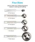5 Piece Measuring Spoons Set With 1/8 Tsp 1/4 Tsp 1/2 Tsp 1 Tsp And 1 Tbsp Stainless Steel Food Grade Kitchen Spoons For Precise Cooking And Baking