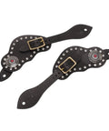 Dope Vintage Style Cow Leather Rhinestone Spur Strap With Adjustable Metal Buckle, premium equestrian accessory for horse lovers