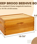 8 Frame Deep Brood Bee Hive Box In Cedar Wood, Langstroth Style Honey Bee Hive Kit For Sale, Dipped In Beeswax, 14x19-7/8x9-5/8 inches.