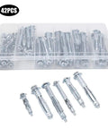 Heavy Duty Hollow Wall Anchor Kit All In One 42 Pack M4 M5 M6 Expansion Bolts For Plasterboard Drywall Brick And Wood Doors With Reinforced Wings And Integrated Washers For Easy Quick Install Thin Metal, 42-piece case