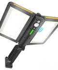 Crazy Bright Solar Flood Light 6000LM With Motion Sensor IP65 Waterproof LED Outdoor Lighting showing dual panels and motion sensor
