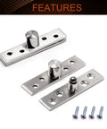 Hidden Door Pivot Hinge 75mm Stainless Steel 360 Degree Rotation for Cabinets and Cupboards Brushed Finish Heavy Duty Durable Corrosion Resistant Six Pack MroMax