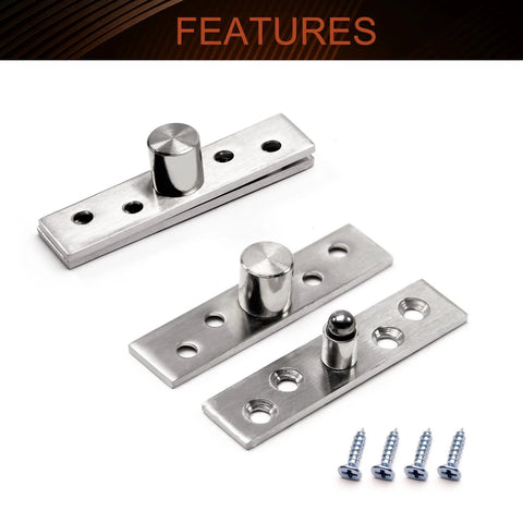 Hidden Door Pivot Hinge 75mm Stainless Steel 360 Degree Rotation for Cabinets and Cupboards Brushed Finish Heavy Duty Durable Corrosion Resistant Six Pack MroMax