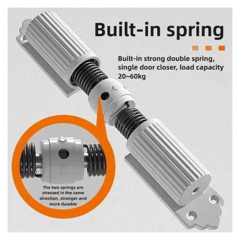 Easy Install Automatic Door Closer With 180 Degree Opening And Adjustable Closing Speed, Rust Proof Silver Finish with springs