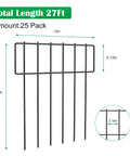 Diagram of 25 Pack Animal Barrier Fence For Garden, 17 Inch High By 27 Feet Long Rustproof Metal Wire Border Fence showing dimensions