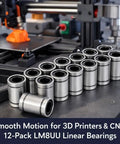 Linear Bearings Set 8x15x24mm Double Sealed For Rock Solid Motion In 3D Printers And CNC Routers 12 Piece Pack 8mm Inner Diameter Ball Bearings Protect Dust And Debris. 12-pack LM8UU linear bearings for 3D printers and CNC routers