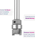 Heavy Hitter Carbide Flush Trim Router Bit With Top Bearing For Crisp Woodworking Cuts, 1/4 inch shank, tungsten carbide tip.
