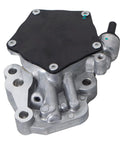 Brake vacuum pump; silver aluminum body with black top plate and four mounting screws