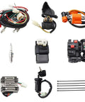 ATV Wiring Harness Kit With Full Copper Wire For 150cc To 300cc Engines Replacement Fits Go Kart Dirt Bike Quad Bike And Scooters Works With Lifan Loncin Zongshen YX components laid out