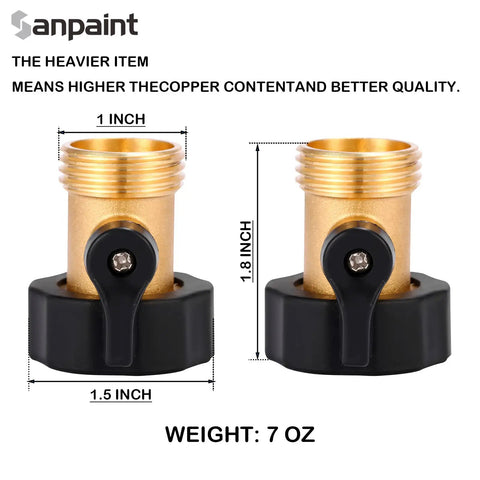 2 Pack Brass Hose Shut Off Valves Three Quarter Inch, Heavy Duty Water Stop For Garden Hoses, Sprayers And Nozzles, Easy Install, Leak Free, Durable, Fits All Standard Hoses brass valve dimensions