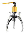 Heavy Duty Hydraulic 3 Jaw Puller Kit For Knocking Out Stubborn Gear Bearings And Wheel Hubs With Rock Solid Grip Zero Hassle Auto Shop Essential Tool In 5 10 15 Or 20 Ton Capacity For Garage Repairs showing a yellow and silver puller.