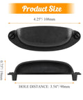 Antique Black Cabinet Cup Pull Handles 3.5 Inch Hole Centers, side view with dimensions, vintage shell pulls 6 pack, zinc alloy