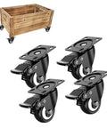 Smooth As Butter Heavy Duty 4 Pack Swivel Castor Wheels 5 Inch Polyurethane Caster Set with dual lock brakes and black finish.