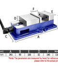 Top Shelf Badass 4 Inch Precision Milling Vise For Cnc And Drill Press shown with dimensions and specifications.