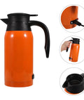 Level Up Your Road Trip Game With This 1000ml Portable Car Kettle Made From Sturdy Stainless Steel To Whip Up Fresh Hot Drinks Anywhere You Roll For Reliable Daily Commutes. Compact orange kettle with black handle and power socket, perfect for car use.