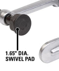 Close-up of 1.65" swivel pad on Beefy Heavy Duty F Clamp With 12 Inch Opening And Five And A Half Inch Throat Delivers 2660 Lbs Clamping Force