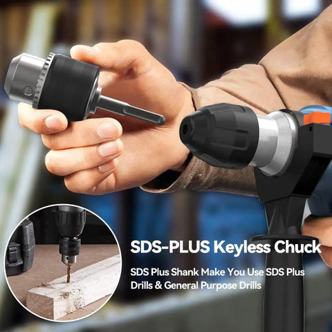 Beast Mode Heavy Duty Rotary Hammer Drill 12.5 Amp With One And A Quarter Inch SDS Plus Keyless Chuck demonstration