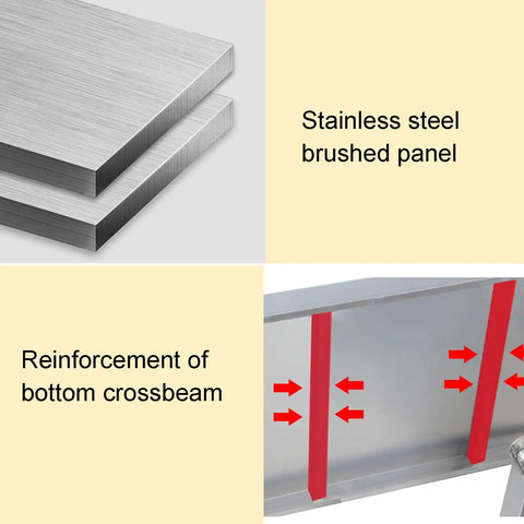Heavy Duty Three Layer Stainless Steel Workbench Kitchen Countertop Rock Solid Prep Table With Adjustable Legs reinforced crossbeam details