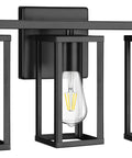 3 Light Farmhouse Vanity Light With Metal Cage In Black Anti Rust Wall Lamp showcasing vintage-industrial design.