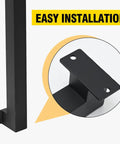 Close-up of the bracket showcasing easy installation for Rock Solid Stair Railing Kit With 270 Degree Adjustable Brackets And Heavy Duty Wrought Iron Banister Columns For Indoor Outdoor Deck Steps No Hassle Side Mount Install Set Of Four Posts.