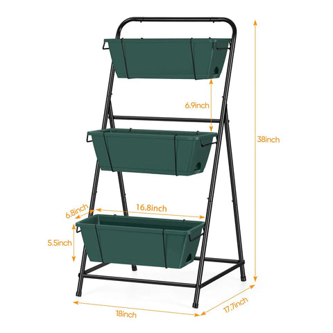 3 Tier Vertical Raised Garden Bed Standing Planter Box For Vegetables Herbs And Flowers Indoor Outdoor Space Saving Garden Organizer In Green Easy Assembly Ready To Go For Any Balcony Or Patio And Built To Last