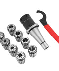 Durable NT40 ER32 CNC Milling Chuck Holder With 8 ER32 Collets And Wrench, 10-piece set for machining centers.