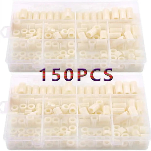 Nylon Round Standoff Spacers Kit 300 450 pcs Assortment for Jewelry Making and Electronics DIY M6 Screws ABS Plastic Hollow Washers Dope Craft Kit Versatile for Crafts and Electronics Projects, 150 pcs case