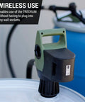 Updated Rechargeable Battery Set For TReDRUM Electric Drum Barrel Pumps with wireless use feature shown in maintenance setting