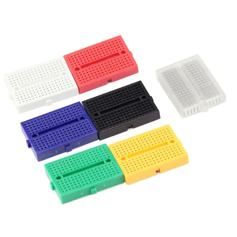 Seven Pack Mini Solderable Breadboards with 170 Tie Points Each for Tiny Prototyping Arduino Shield Projects in various colors