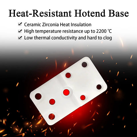 P2S Heating Assembly Kit for Bambu Lab 3D Printer With Ceramic Zirconia Heat Insulation Block Heater Cartridge Thermistor Sensor Heat Insulating Base Clip And Included Screws showing heat-resistant ceramic block