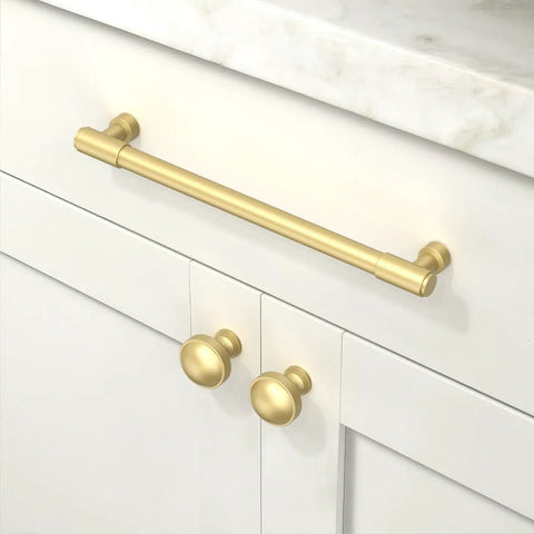 Heavy Duty Brushed Gold Cabinet Pulls 10 Pack 7 5 Inch Center To Center Drawer Handles For Kitchen Refresh on white cabinetry.