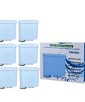 Premium AquaClean Compatible Replacement Filter 6-pack in blue for blocking limescale and chlorine in coffee makers.