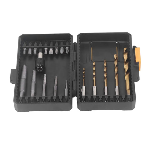 Essential Screw Extractor Set For Broken Bolt Removal With Hex Shank Twist Drills And Screwdriver Bits Including Spiral Tool Kit In Storage Box compact open case