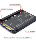 Super Slick Dual M.2 Msata Mini Sata Ssd To 2.5 Inch Sata Hdd Hybrid Enclosure Housing with dual slots and 2.5 inch bracket