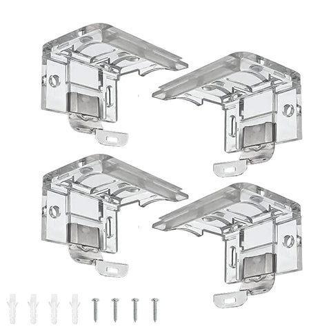 Four Pack Window Shade Mounting Brackets Clips For 1 Inch Pleated Honeycomb Cordless Blinds Headrail Holder With Metal Clip Easily Install