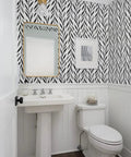Bathroom with Black And White Peel And Stick Wallpaper Leaf Contact Paper 17.7 Inch By 590.4 Inch For Bathroom And Living Spaces